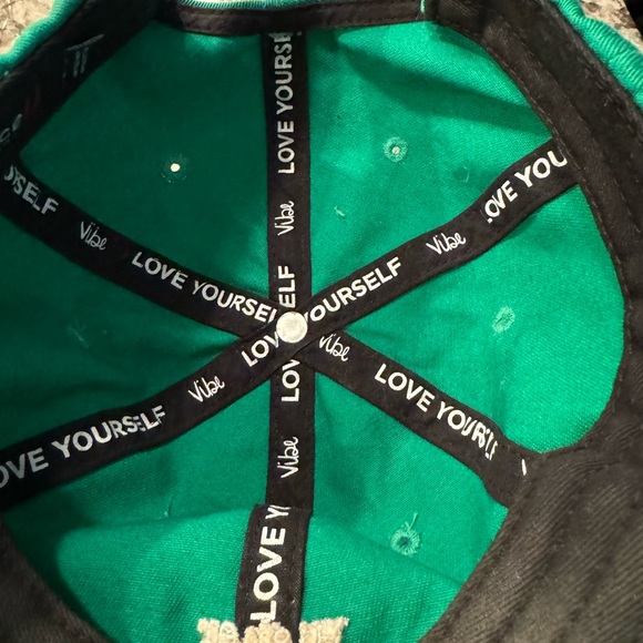 HIGHER VIBES Green Vibe Health Bar Strap Back Baseball Hat Love Yourself - Picture 4 of 5